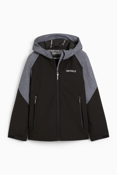 Niños - Chaqueta softshell con capucha - negro