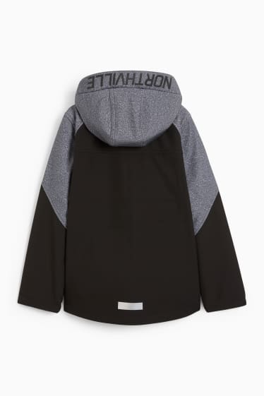 Niños: niños - Chaqueta softshell con capucha - negro
