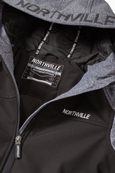 Niños: niños - Chaqueta softshell con capucha - negro