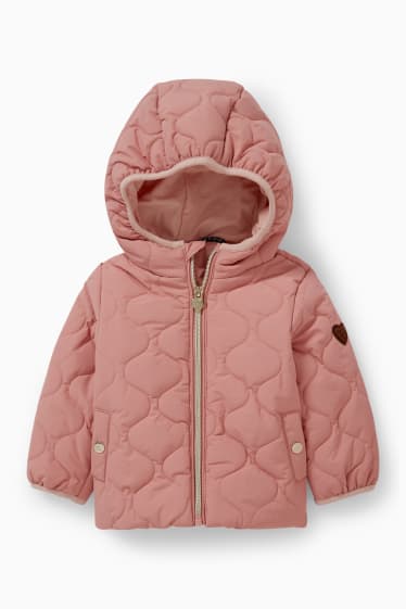 Baby: meisjes - Gewatteerde babyjas met capuchon - roze