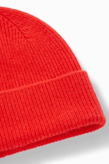 Men - Knitted cashmere hat - dark orange