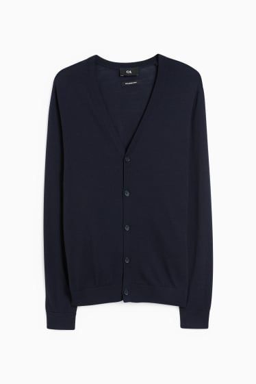 Herren - Merino-Strickjacke - dunkelblau