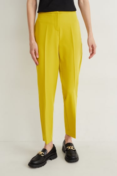 Femmes - Pantalon de toile - mid-waist - regular fit - jaune moutarde