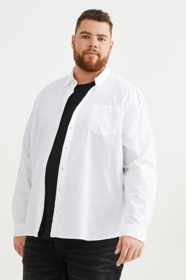 Mężczyźni - Koszula typu oxford - regular fit - przypinany kołnierzyk - biały