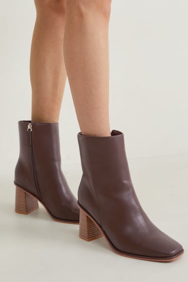 Women - Ankle boots - faux leather - brown