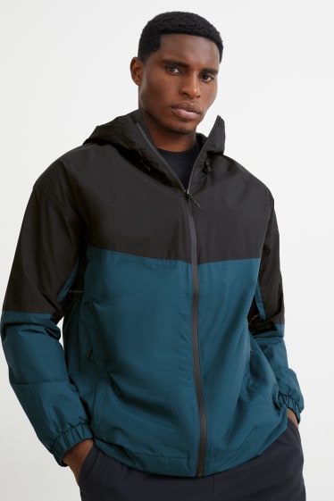 Herren - Regenjacke mit Kapuze - wasserdicht - schwarz