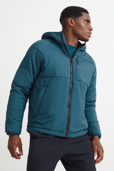 Men - Outdoor jacket with hood - water-repellent - dark green