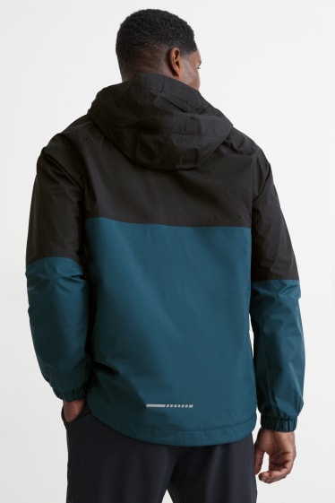 Herren - Regenjacke mit Kapuze - wasserdicht - schwarz