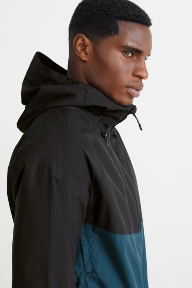 Herren - Regenjacke mit Kapuze - wasserdicht - schwarz