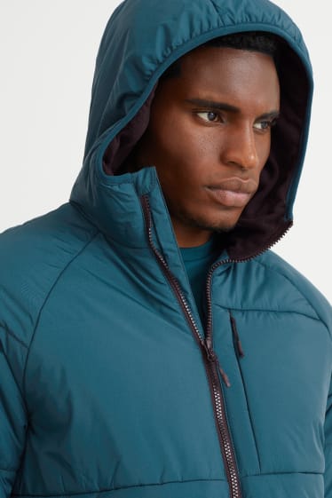 Men - Outdoor jacket with hood - water-repellent - dark green