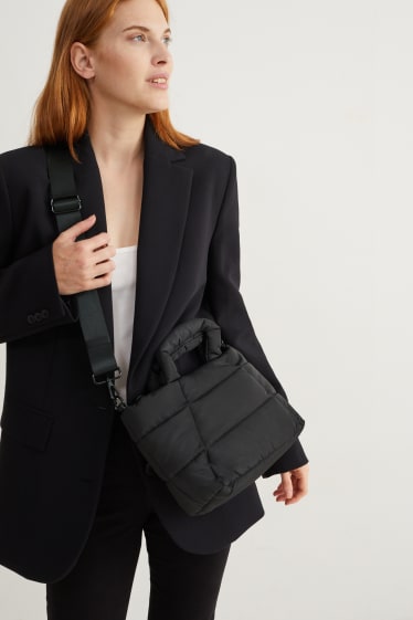 Femmes - Petit cabas surpiqué aevc bandoulière amovible - noir
