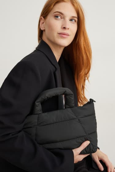 Femmes - Petit cabas surpiqué aevc bandoulière amovible - noir