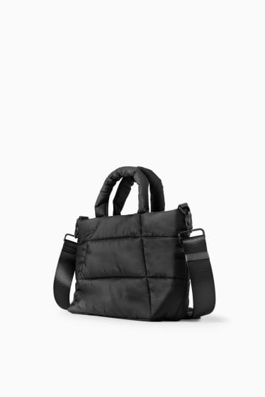 Femmes - Petit cabas surpiqué aevc bandoulière amovible - noir
