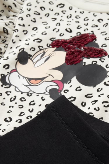 Kinder Mädchen - Minnie Maus - Set - Sweatshirt und Thermoleggings - 2 teilig - cremeweiß
