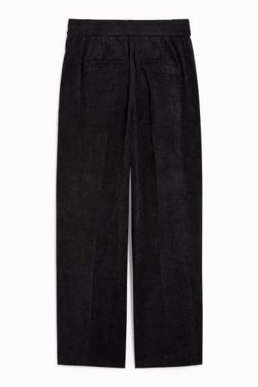 Donna - Pantaloni di velluto - vita media - gamba ampia - nero