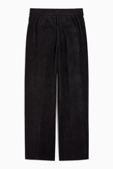 Dames - Corduroy broek - mid waist - wide leg - zwart