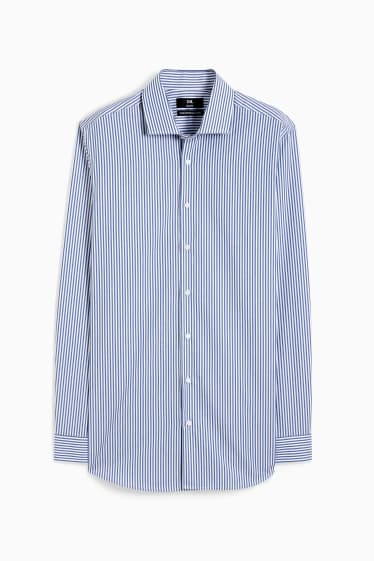 Uomo - Camicia business - slim fit - colletto alla francese - facile da stirare - blu scuro / bianco
