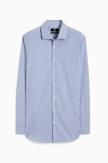 Home - Camisa formal - slim fit - cutaway - fàcil de planxar - blau fosc / blanc