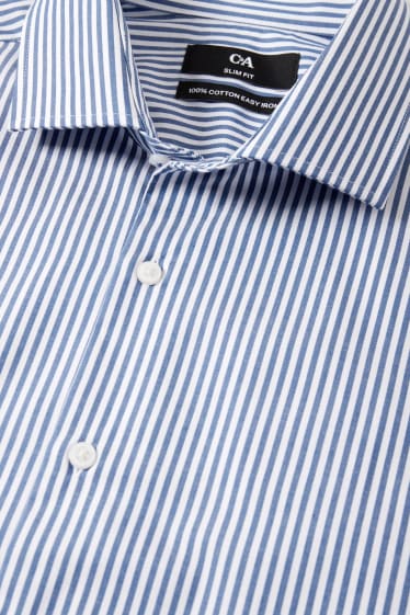 Home - Camisa formal - slim fit - cutaway - fàcil de planxar - blau fosc / blanc