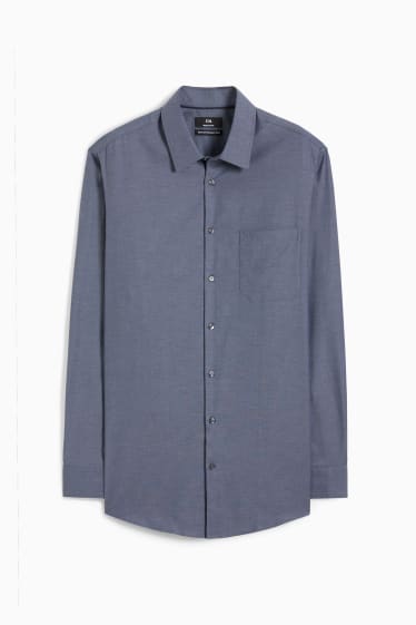 Hommes - Chemise oxford - regular fit - col kent - facile à repasser - bleu foncé