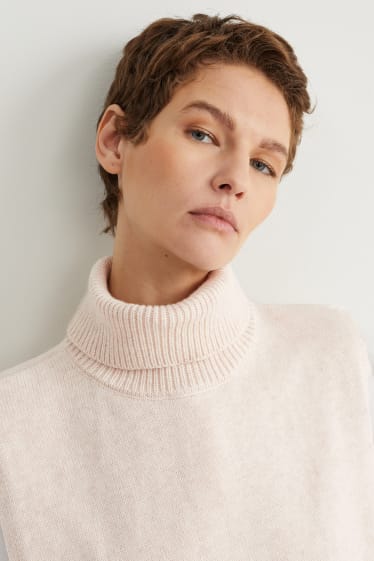 Donna - Poncio in maglia con cashmere - beige chiaro