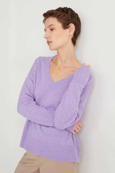 Damen - Kaschmir-Pullover - hellviolett