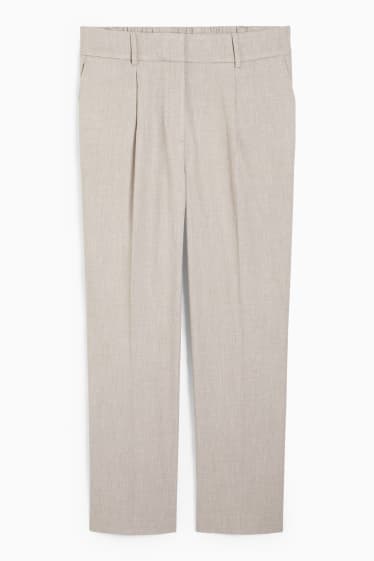 Women - Cloth trousers - high waist - tapered fit - cremewhite