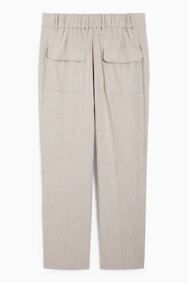 Femei - Pantaloni de stofă - talie înaltă - tapered fit - alb-crem