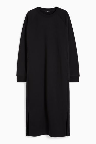 Femmes - Robe basique en molleton - noir