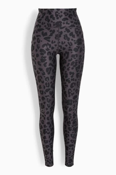 Damen - Leggings - gemustert - grau / schwarz