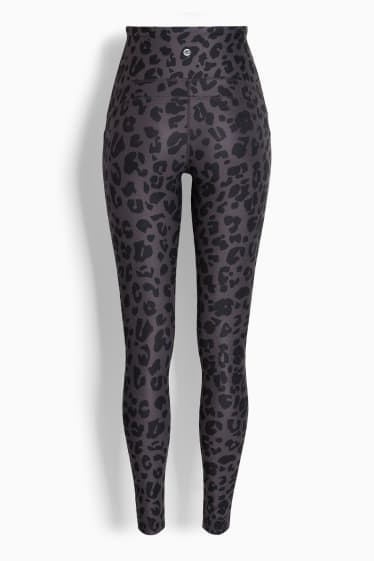Damen - Leggings - gemustert - grau / schwarz