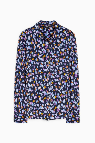 Femmes - Chemisier - à motif - bleu foncé