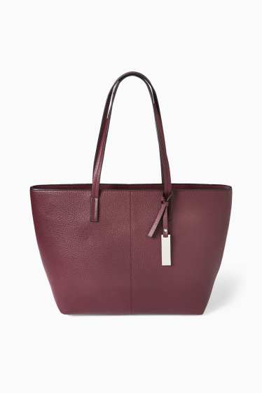 Women - Shopper - faux leather - bordeaux