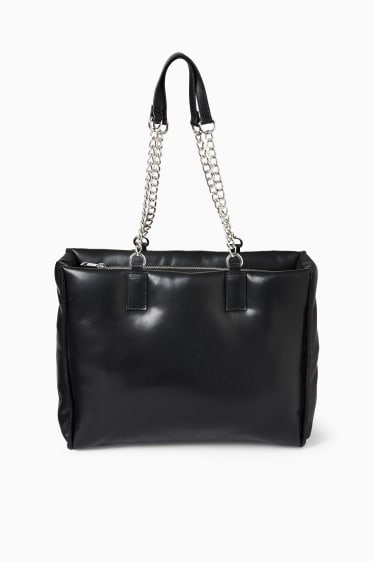 Dames - CLOCKHOUSE - shopper - imitatieleer - zwart