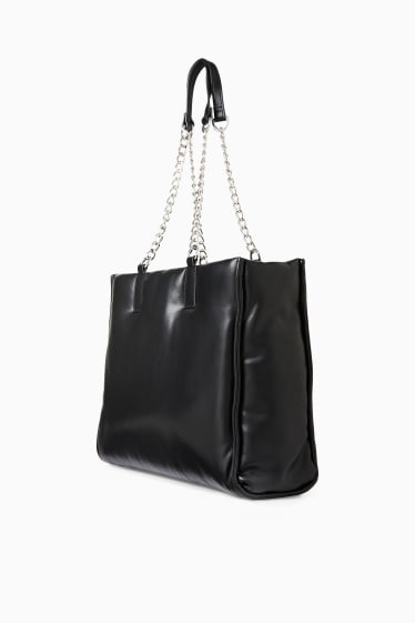 Dames - CLOCKHOUSE - shopper - imitatieleer - zwart