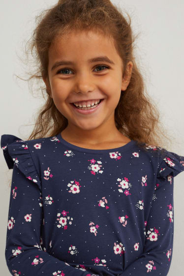Enfants filles - Lot de 8 - hauts à manches longues - bleu foncé
