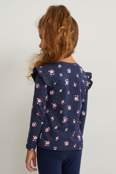 Enfants filles - Lot de 8 - hauts à manches longues - bleu foncé