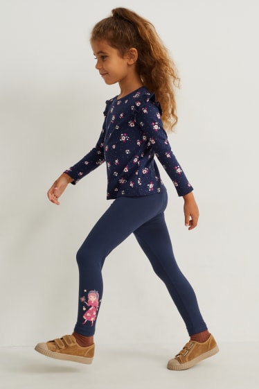 Enfants - Lot de 5 - leggings chauds - bleu foncé