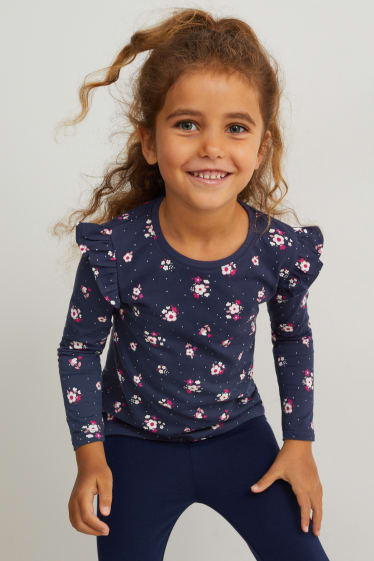 Enfants filles - Lot de 8 - hauts à manches longues - bleu foncé