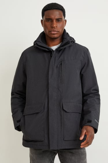 Uomo - Giacca soft shell con cappuccio - impermeabile - grigio scuro