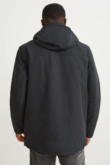 Uomo - Giacca soft shell con cappuccio - impermeabile - grigio scuro