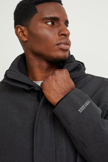 Uomo - Giacca soft shell con cappuccio - impermeabile - grigio scuro