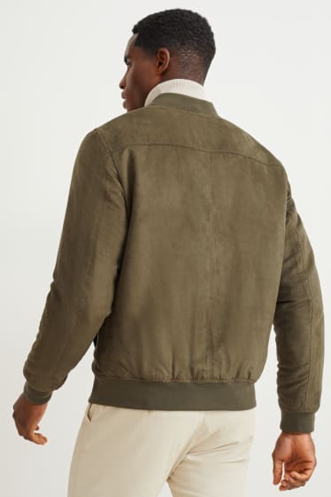 Men - Bomber jacket - faux leather - green