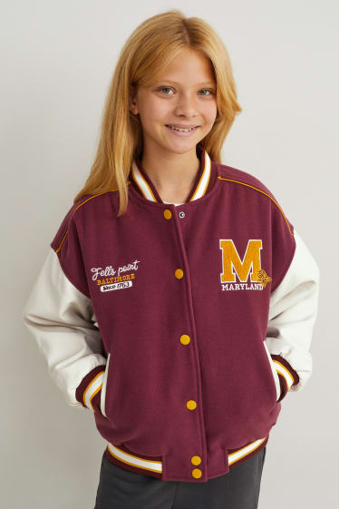 Children - Fleece bomber jacket - bordeaux