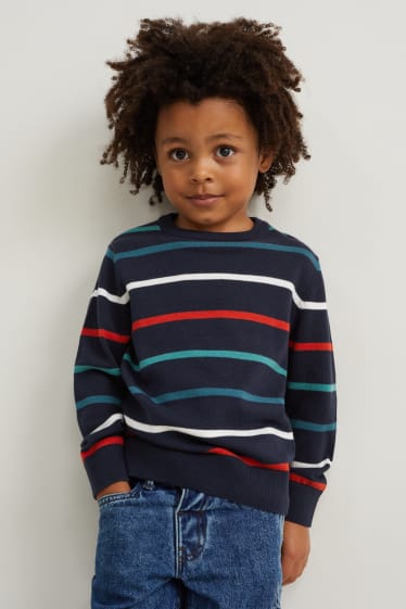 Kinderen: jongens - Trui - gestreept - donkerblauw