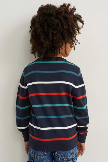 Kinderen: jongens - Trui - gestreept - donkerblauw