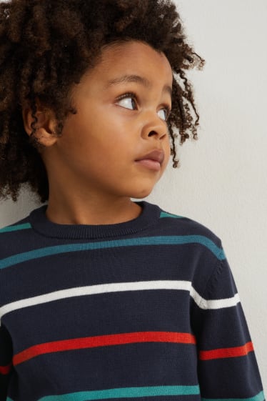 Kinderen: jongens - Trui - gestreept - donkerblauw