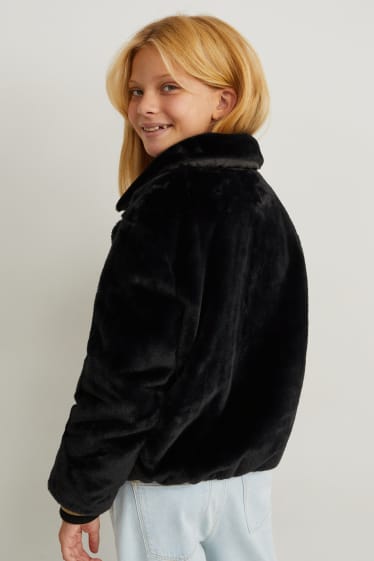 Children - Faux fur jacket - black