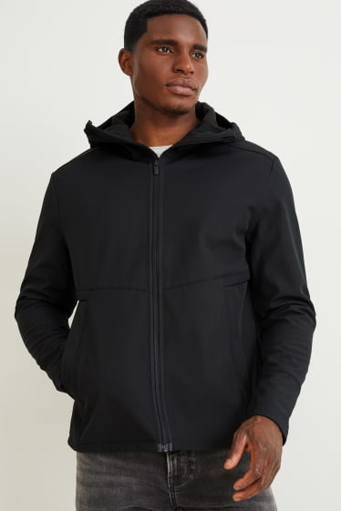 Bărbați - Geacă softshell cu glugă - rezistentă la apă - 4 Way Stretch - negru