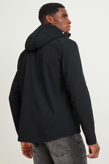 Bărbați - Geacă softshell cu glugă - rezistentă la apă - 4 Way Stretch - negru